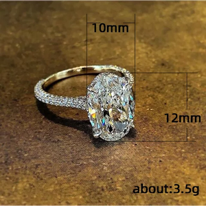 6 Carat Oval-Cut Zircon Ring Channel Stoned on Band