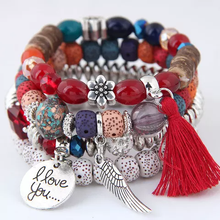 Load image into Gallery viewer, Boho Crystal Beaded Multilayer Charm Bracelet for Women

