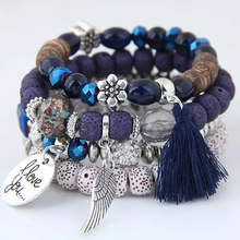 Load image into Gallery viewer, Boho Crystal Beaded Multilayer Charm Bracelet for Women
