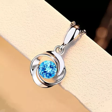 Load image into Gallery viewer, Delicate Blue Crystal Created Sapphire Necklace for Her

