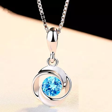 Delicate Blue Crystal Created Sapphire Necklace for Her