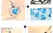 Load image into Gallery viewer, Delicate Blue Crystal Created Sapphire Necklace for Her
