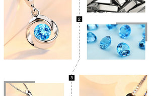 Delicate Blue Crystal Created Sapphire Necklace for Her