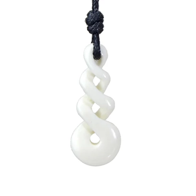 Maori Handmade New Zealand Tribal Carved Infinity Necklace (white)