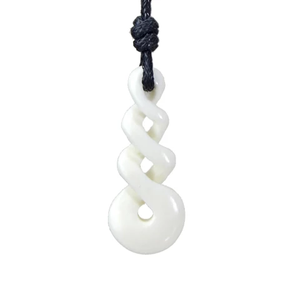 Maori Handmade New Zealand Tribal Carved Infinity Necklace (white)