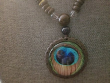 Load image into Gallery viewer, The Black Pearl, LLC The-Black-Pearl,-LLC Design Fashion Peacock Feather Ethnic Necklace,Nepal Handmade Sandalwood Long Sweater Vintage Jewelry Necklace
