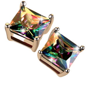Mystic Topaz Rainbow Topaz Sterling Silver Plated Stud Earring for Women and Men