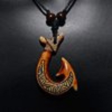 Load image into Gallery viewer, Handmade Maori fish hook necklace with adjustable cord, New Zealand tribal design.
