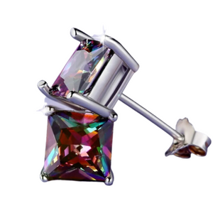 Mystic Topaz Rainbow Topaz Sterling Silver Plated Stud Earring for Women and Men