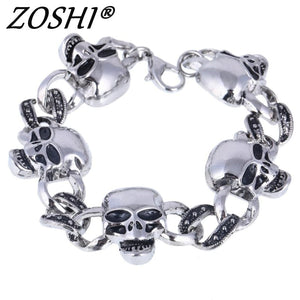 The Black Pearl, LLC The-Black-Pearl,-LLC 316L Stainless Steel Cool Men'S Steel Biker Man Skull Charms Bracelet Chain Bracelets & Bangles