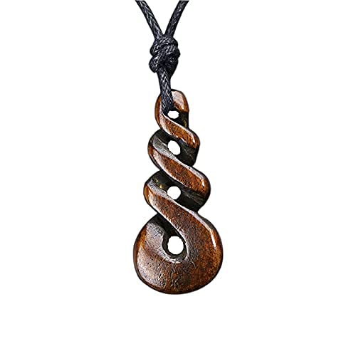 Handmade carved twisted New Zealand yak bone infinity necklace pendant.