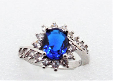 The Black Pearl, LLC The-Black-Pearl,-LLC Created Blue Sapphire and Cubic Zirconia 925 Sterling Silver Ring for Her