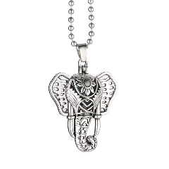 Aromatherapy Essential Oil Elephant Lava Ball Necklace for Good Luck