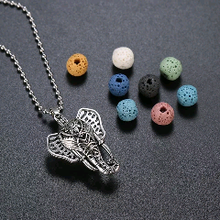 Load image into Gallery viewer, Aromatherapy Essential Oil Elephant Lava Ball Necklace for Good Luck
