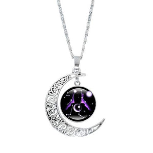 Gemini Crescent Moon Astrology Zodiac Sign Necklace