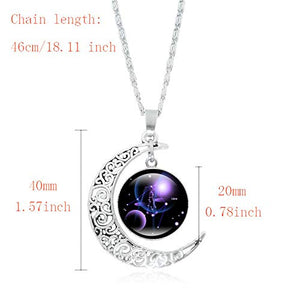 Gemini Crescent Moon Astrology Zodiac Sign Necklace