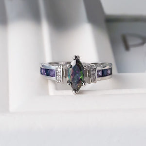 mystic topaz silver plated ring