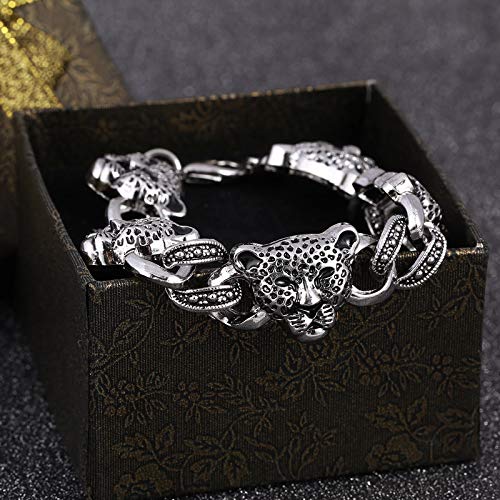 316L Stainless Steel Cool Men's Steel Biker Man Skull Charms Bracelet Chain Bracelets Bangles 20Cm