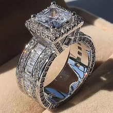Load image into Gallery viewer, Luxurious Cubic Zirconia Faux Diamond Silver Plated Engagement Ring
