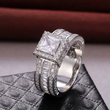 Load image into Gallery viewer, Luxurious Cubic Zirconia Faux Diamond Silver Plated Engagement Ring
