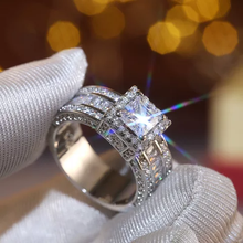 Load image into Gallery viewer, Luxurious Cubic Zirconia Faux Diamond Silver Plated Engagement Ring
