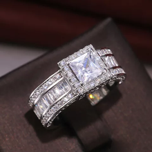 Load image into Gallery viewer, Luxurious Cubic Zirconia Faux Diamond Silver Plated Engagement Ring
