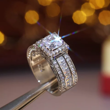 Load image into Gallery viewer, Luxurious Cubic Zirconia Faux Diamond Silver Plated Engagement Ring

