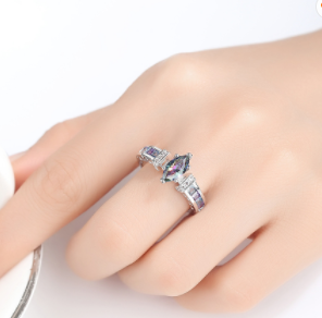 Mystic Topaz Marquis Style Sterling Silver Plated Ring