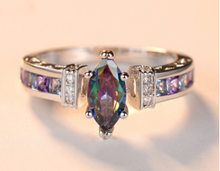 Load image into Gallery viewer, Mystic Topaz Marquis Style Sterling Silver Plated Ring
