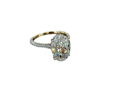 6 Carat Oval-Cut Zircon Ring Channel Stoned on Band