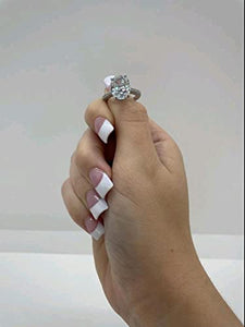 6 Carat Oval-Cut Zircon Ring Channel Stoned on Band