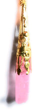 Load image into Gallery viewer, Handmade Pink Hematite Crystal Spike Pendant Necklace on Delicate Gold Plated Chain

