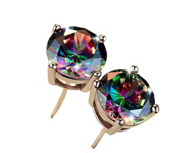 Mystic Topaz Silver Plated Stud Earrings