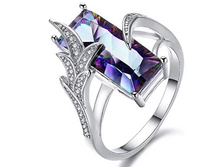 Load image into Gallery viewer, Mystic Topaz Rectangular 925 Silver Plated Ring
