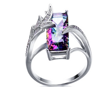 Load image into Gallery viewer, Mystic Topaz Rectangular 925 Silver Plated Ring
