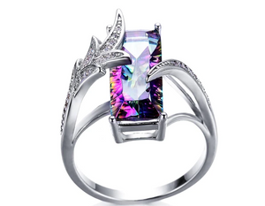 Mystic Topaz Rectangular 925 Silver Plated Ring