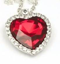 Load image into Gallery viewer, Red Heart of the Ocean Necklace on Rhinestone Chain

