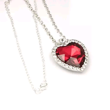 Load image into Gallery viewer, Red Crystal Heart of the Ocean Necklace on Rhinestone Chain
