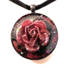 Load image into Gallery viewer, Handmade Pink Resin Coated Stainless Steel Rose Pendant Choker

