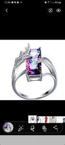Mystic Topaz Rectangular 925 Silver Plated Ring