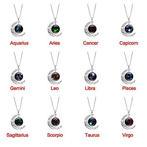 Gemini Crescent Moon Astrology Zodiac Sign Necklace