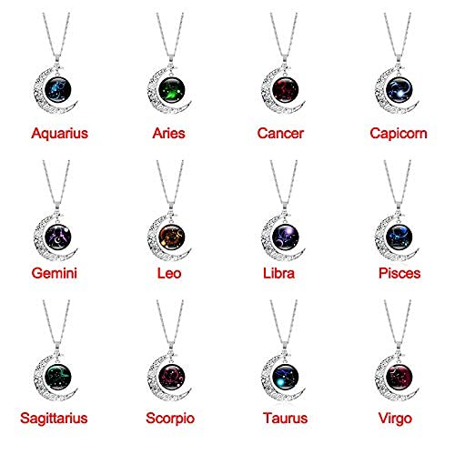 Gemini Crescent Moon Astrology Zodiac Sign Necklace
