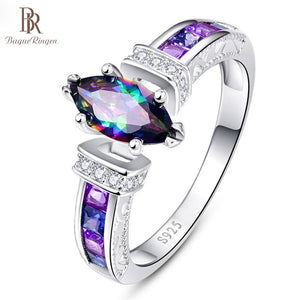 Mystic Topaz Marquis Style Promise Ring on 925 Sterling Silver Plating