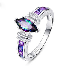 Load image into Gallery viewer, Mystic Topaz Marquis Style Promise Ring on 925 Sterling Silver Plating

