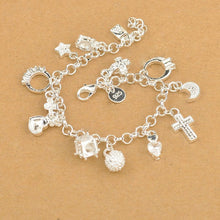 Load image into Gallery viewer, Delicate Silver Plated Charm Bracelet 
