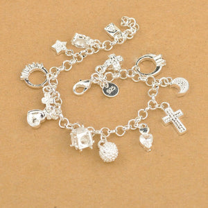 Delicate Silver Plated Charm Bracelet 