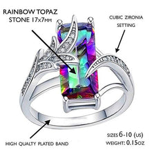 Load image into Gallery viewer, Mystic Topaz Rectangular 925 Silver Plated Ring
