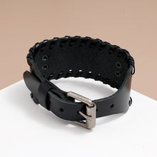 Load image into Gallery viewer, Rugged Norse Nordic Leather Viking Bracelet with Norse Vegvisir Compass Symbol
